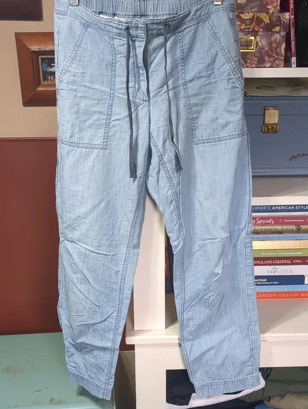 J. Crew Light Blue Chambray Elastic Backed Beach Pants Size 6
